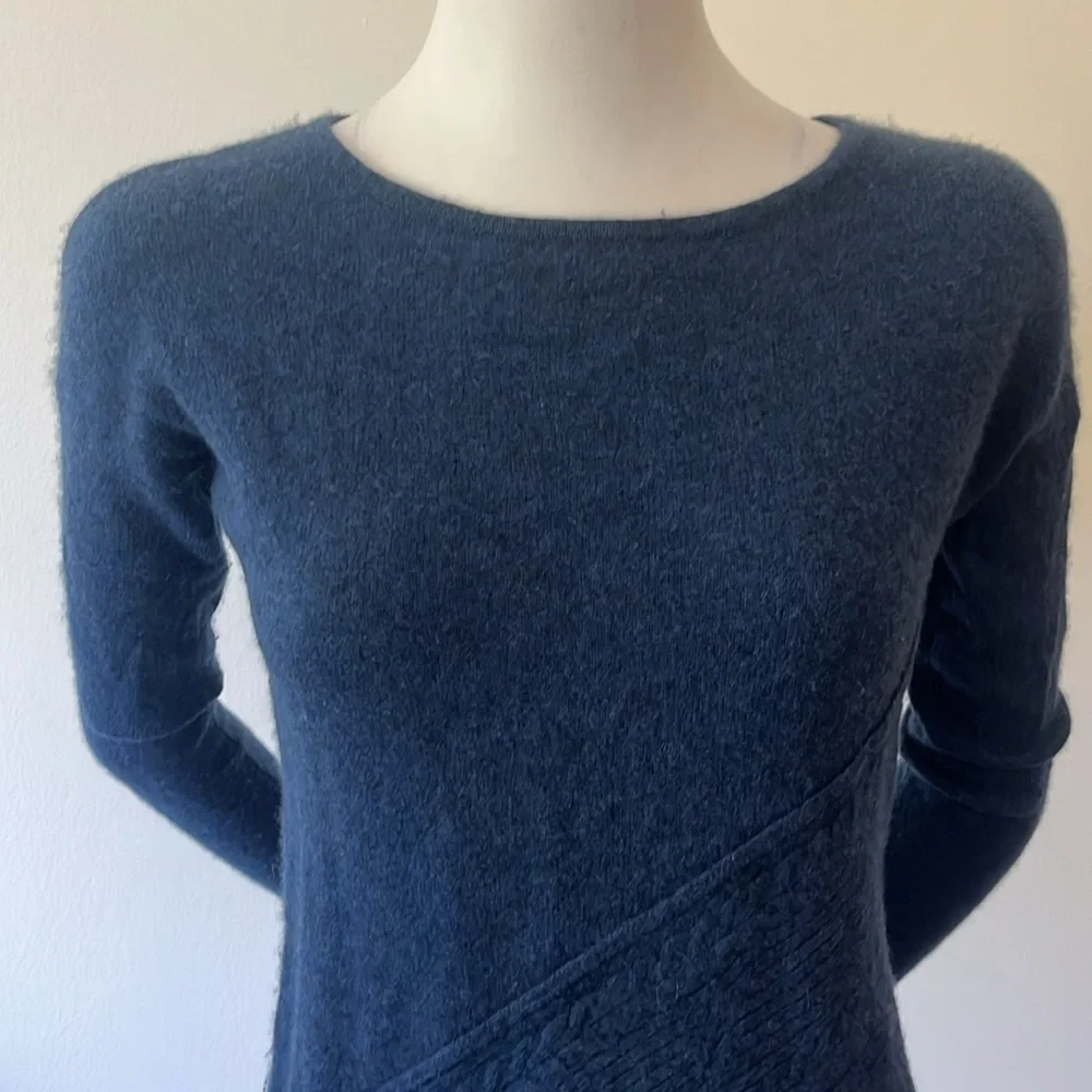 Forte Cashmere Deep Blue Navy Asymmetrical Sweater